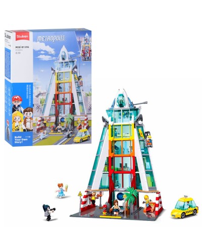 Конструктор «Міська серія. Будівля» 47,8 см на 1131 деталь з фігурками та машинкою, у коробці, 42,5х62х12,5 см, SLUBAN