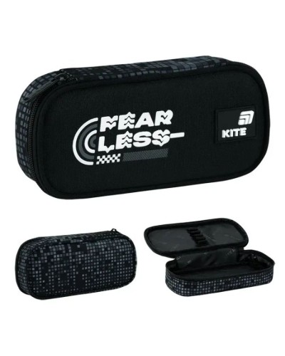 Пенал «Fearless» 21х8,5х4,5 см чорний, 662-4, ТМ Kite