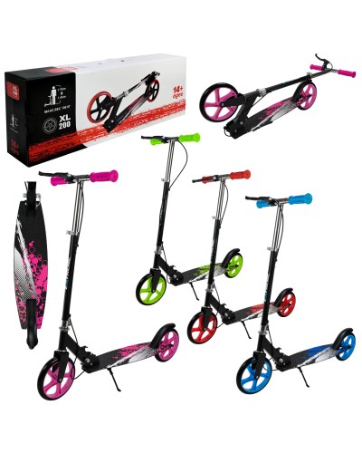 Самокат 2-колісний міський на сталевій рамі з колесами 200 мм та гальмом, в асортименті, у коробці 79х15х28 см