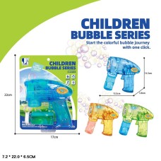 Мильні бульбашки «Пістолет» зі світлом, на батарейці, в асортименті, у коробці 7,2х22х6,5 см