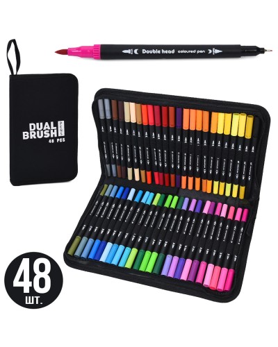 Набір скетч маркерів на 48 кольорів двасторонніх, у пеналі 18,5х31х3,5 см