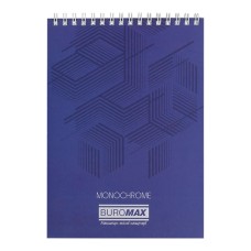 Блокнот «Monochrome» А5 на 48 аркушів у клітинку на спіралі зверху з картонною обкладинкою, синій, JOBMAX