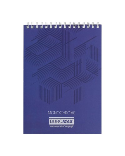 Блокнот «Monochrome» А5 на 48 аркушів у клітинку на спіралі зверху з картонною обкладинкою, синій, JOBMAX