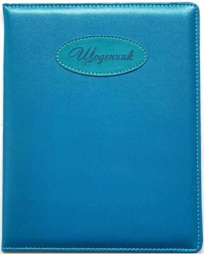 Щоденник шкільний А5 на 48 аркушів з обкладинкою зі шкірзаму, блакитний, ТМ Мандарин