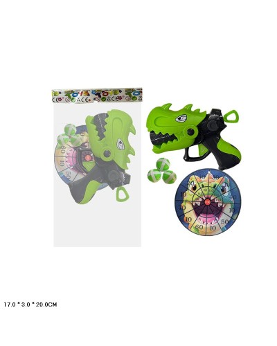 Дартс «Динозавр»: пістолет, мішень та 3 м'ячика на липучці, у пакеті 17х3х20 см