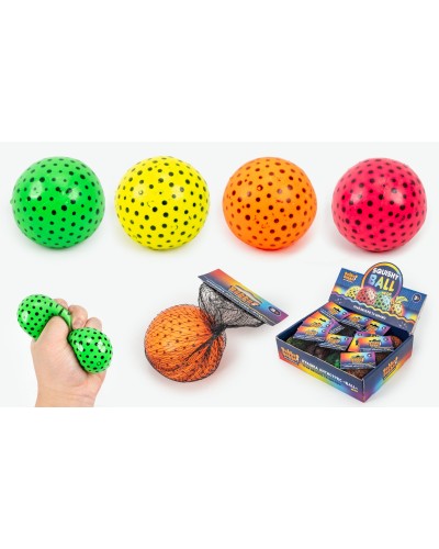Антистрес-куля 6 см неонова з кульками, в асортиментф, по 12 шт у дисплей- боксі, YabbaDabba
