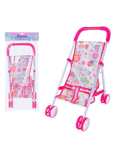 Коляска 27х38х44 см для ляльки з козирком, у пакеті 30х66 см