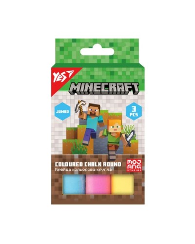 Крейда кольорова «Minecraft» JUMBO на 3 кольори, ТМ Yes