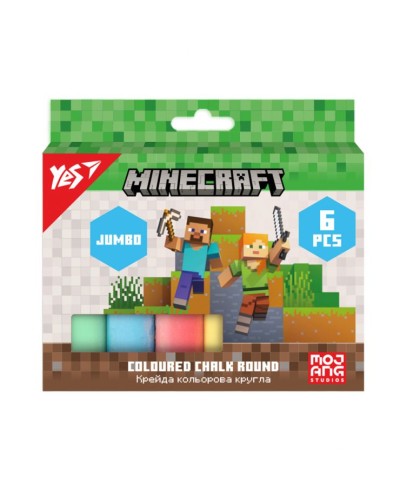 Крейда кольорова «Minecraft» JUMBO на 6 кольорів, ТМ Yes