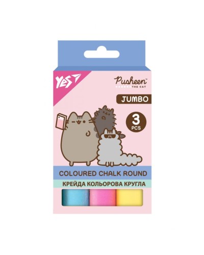 Крейда кольорова «Pusheen» JUMBO на 3 кольори, ТМ Yes