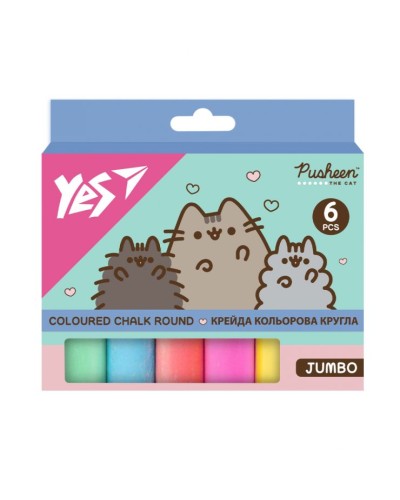 Крейда кольорова «Pusheen» JUMBO на 6 кольорів, ТМ Yes