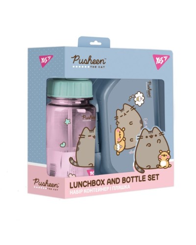 Набір аксесуарів для школярів «Pusheen»: контейнер 350 мл та пляшка 360 мл, ТМ Yes