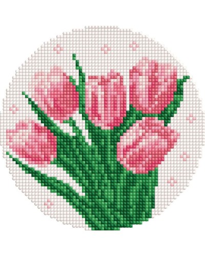 Набір з алмазною мозаїкою «Ніжні тюльпани» d19 см, ТМ Ідейка