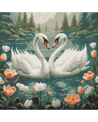 Набір з алмазною мозаїкою «Лебедина вірність» 40х40 см, ТМ Ідейка