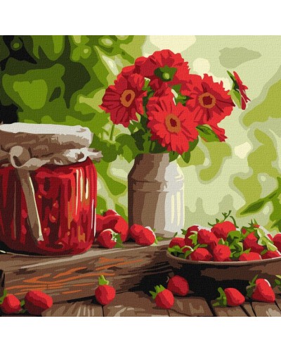 Картина за номерами «Полуничне варення» 40х40 см, ТМ Ідейка