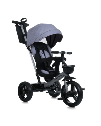 Велосипед «Smart Grey» 3-колісний, колеса з EVA 12 та 10 дюймів, поворотне сидіння, швидкознімні колісні гальма, підшипник, кошик, підсклянник, сумка, сірий.