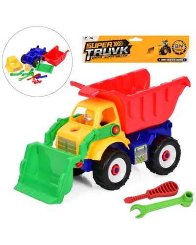 Конструктор «Будтехніка» 28 см на гвинтах з викруткою та гайковим ключем, у пакеті 28х25х12 см.