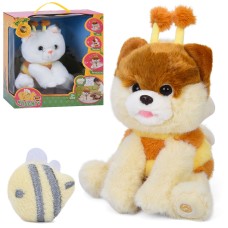 М'яка іграшка «Тваринка» 23х20х17 см музична зі звуками та функцією повтору, танцює, рухається, реагує на бджілку, на батарейці, в асортименті, у коробці 27х29,5х17 см