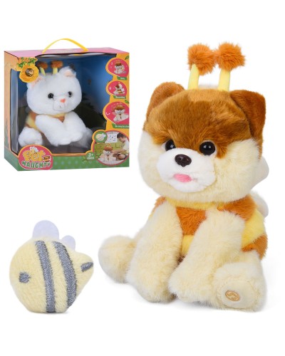 М'яка іграшка «Тваринка» 23х20х17 см музична зі звуками та функцією повтору, танцює, рухається, реагує на бджілку, на батарейці, в асортименті, у коробці 27х29,5х17 см