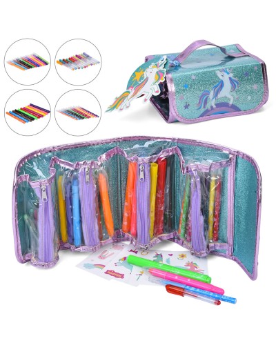 Набір для творчості: кольорові ручки, 20 фломастерів, крейда, пенал