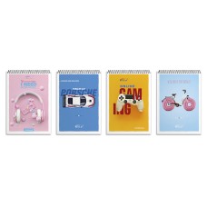 Блокнот А6 на 80 аркушів у клітинку на спіралі зверху з картонною обкладинкою, в асортименті, №6768, ТМ Gold Brisk