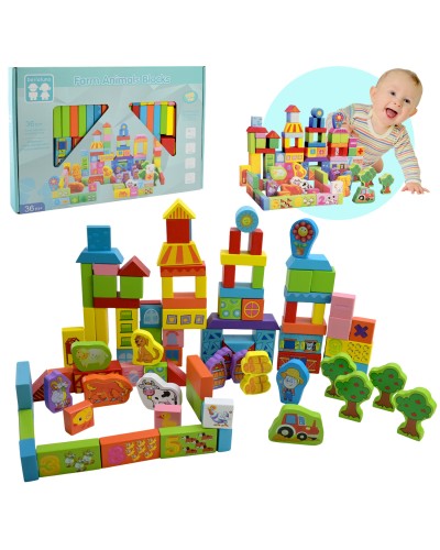 Конструктор на 100 деталей дерев'яний, у коробці 37,5х3х26 см