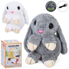 М'яка іграшка «Кролик» 18 см музична зі світлом та повтором голосу на акумуляторі, USB, в асортименті, у коробці 11,5х18,5х11,5 см