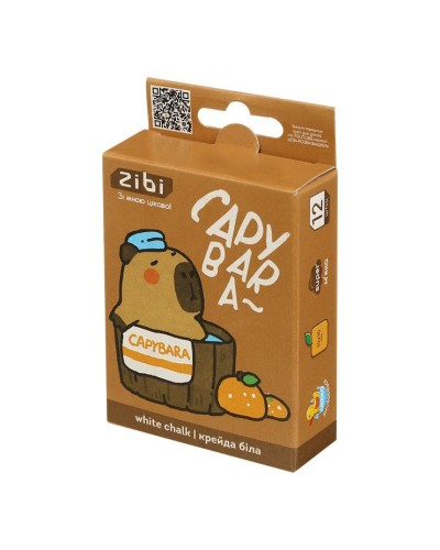 Крейда «CAPYBARA» біла квадратна 12 шт, у картонній коробці, TM ZiBi