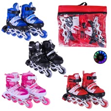 Роликі розміром 34-37 з колесами PVC, зі світлом, в асортименті, у сумці