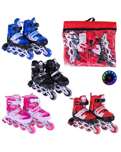 Роликі розміром 34-37 з колесами PVC, зі світлом, в асортименті, у сумці