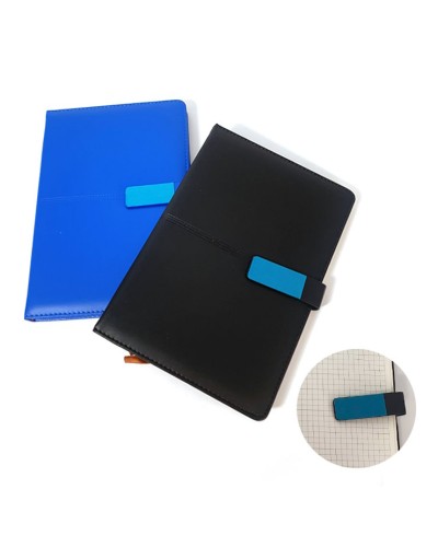 Блокнот А5 на 100 аркушів у клітинку з твердою палітуркою та обкладинкою зі шкірзаму, ТМ Leader