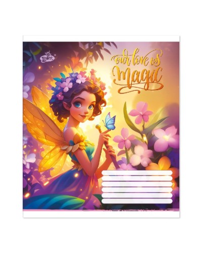 Зошит на 12 аркушів у лінію «Квіткова фея» №2643, ТМ Brisk