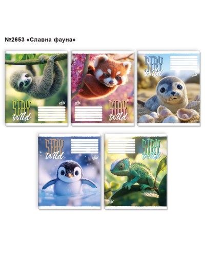 Зошит на 12 аркушів у клітинку «Славна фауна» №2653, ТМ Brisk