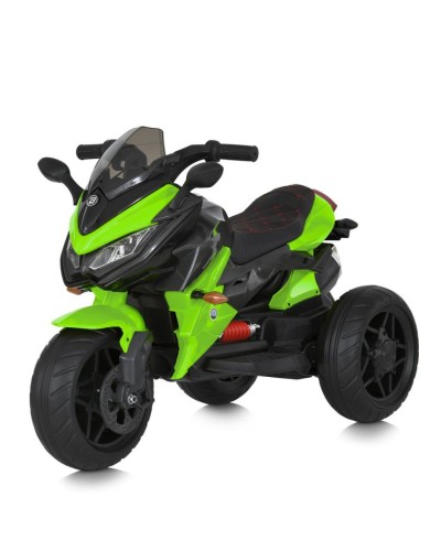 Мотоцикл р/к 2,4G на 2 мотори по 35W з акумулятором 12V 9AH, USB, MP3, TF, EVA, BLUETOOTH, музикою та світлом, зелений.