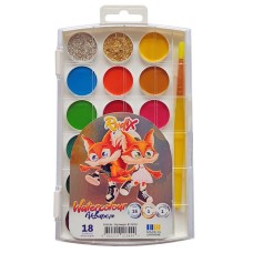 Фарби акварельні на 18 кольорів, золото та срібло, RUDIX