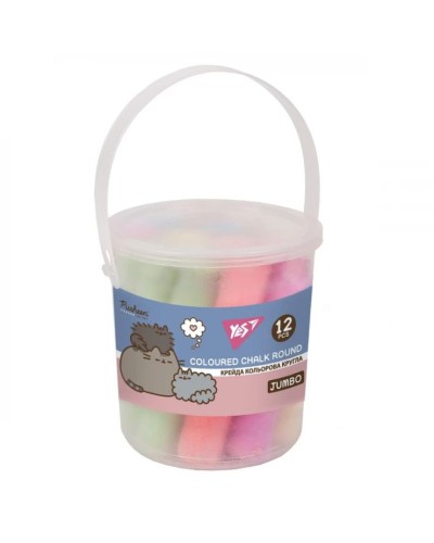 Крейда «Pusheen» JUMBO кольорова, 12 шт у відрі, ТМ YES