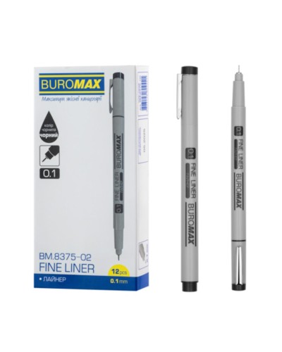 Лінер 0.1 мм на водній основі, чорний, ТМ Buromax