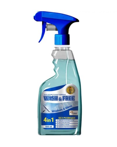 Засіб для миття скла та дзеркал 500 г, WASH&FREE