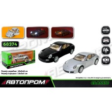 Автомобіль металевий. АВТОПРОМ арт. 68374 (48 шт./2) 1:32 Porsche 911 Carrera S, батарейка, світло, звук, відкриваються двері, коробка 18*9*8 см.