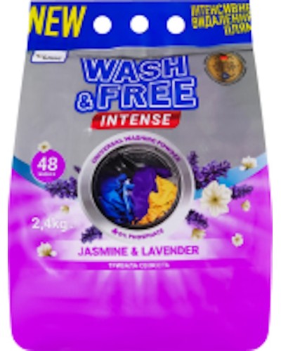 Порошок для прання «Intense. Жасмін та лаванда» 2,4 кг, Wash&Free