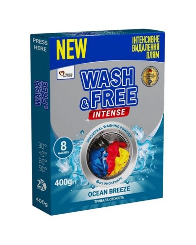 Порошок для прання «Intense. Океанський бриз» 0,4 кг, Wash&Free