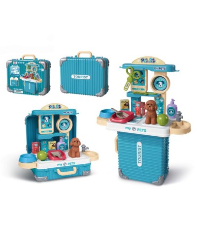 Ігровий набір «Грумер» 3 в 1: стіл 35,5x18x46 см, песик 9 см, аксесуари, у валізі 23,5x19x9 см
