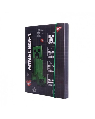 Папка для зошитів «Minecraft Creeper» В5 картонна на гумках, ТМ Yes
