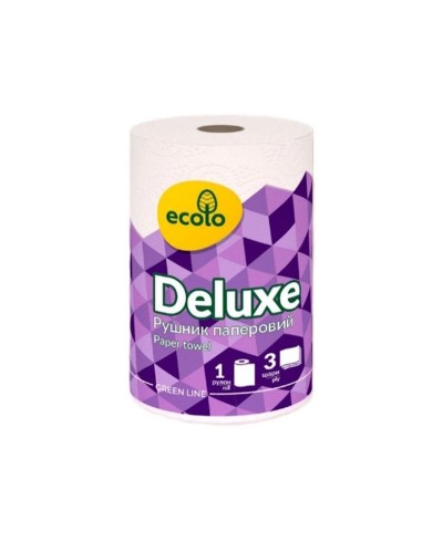 Рушники «Deluxe» 1 рулон 3-шарові на 120 відривів білі, Ecolo