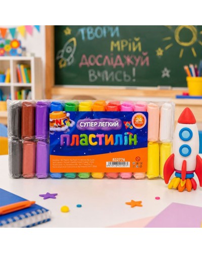 Пластилін «Супер легкий» з стеками на 24 кольори, 240 г, ТМ Leader