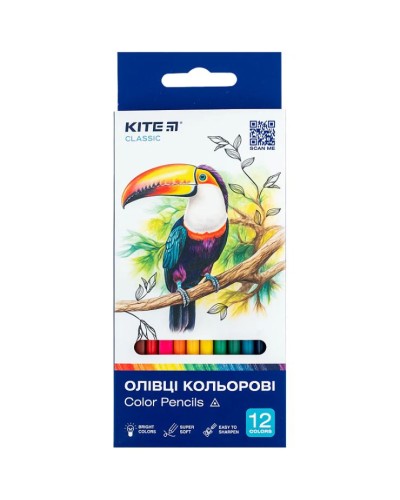 Олівці кольорові « Classic» на 12 кольорів трикутні, ТМ Kite
