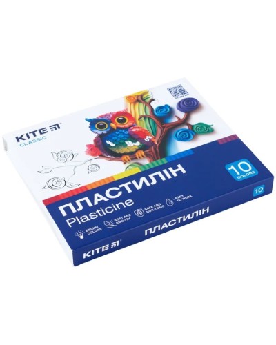 Пластилін «Classic» на 10 кольорів, 200 г, ТМ Kite