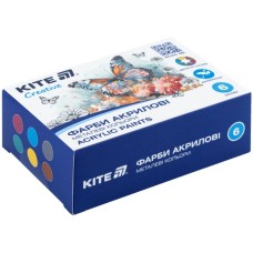 Фарби акрилові «Creative» на 6 кольорів металік по 20 мл, ТМ Kite
