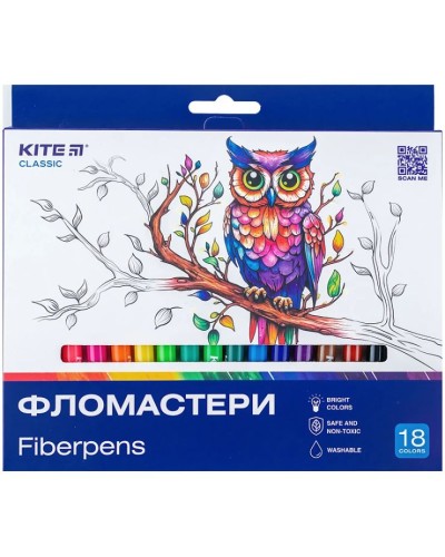 Фломастери «Classic» на 18 кольорів, ТМ Kite