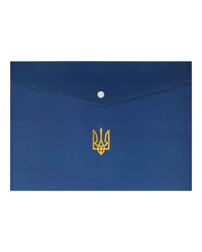 Папка-конверт «UKRAINE» А4 на кнопці темно-синя, ТМ Buromax